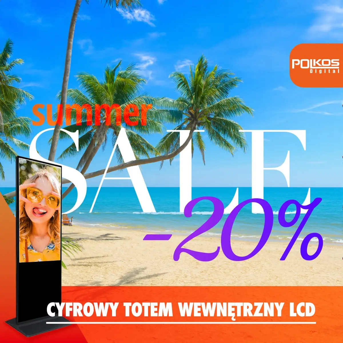 Cyfrowy totem wewnętrzny LCD - promocja -20%